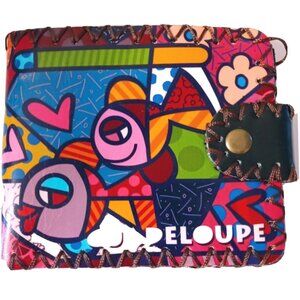 Colorful Abstract Pop Art Bi-fold Wallet Fish Souvenir France Guadeloupe Island